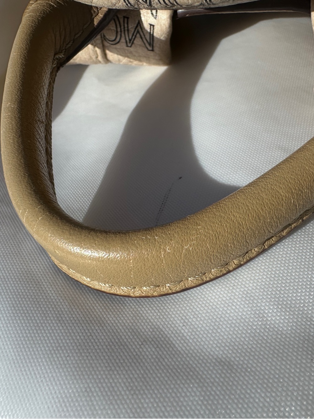 MCM Stark Small Visetos Side Stud Backpack Beige Gold Hardware - Picture 13 of 17